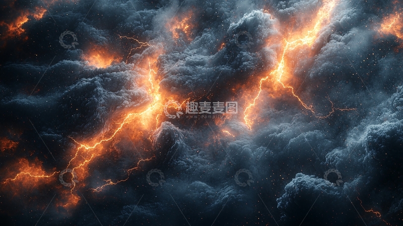 高清大图下载【趣麦麦图】雷电穿梭在乌云之中