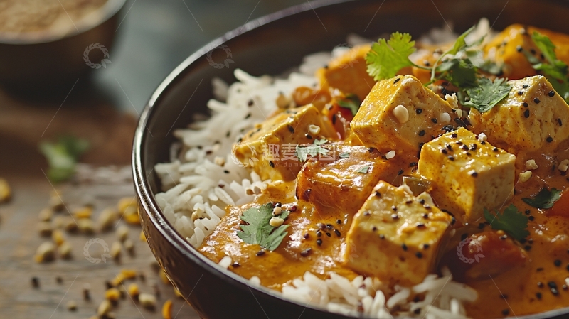 高清大图下载【趣麦麦图】咖喱豆腐饭