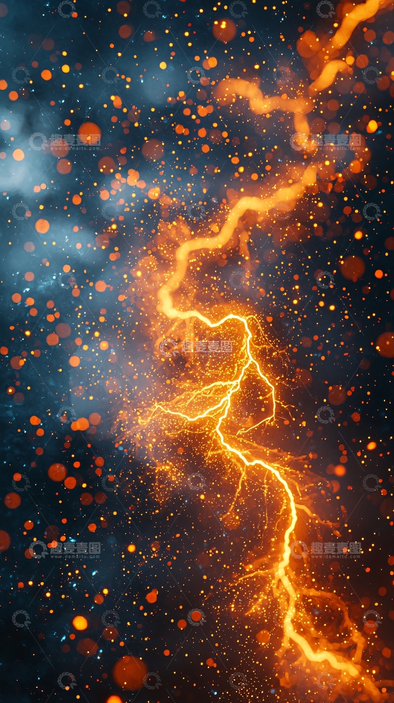 高清大图下载【趣麦麦图】金色闪电穿梭夜空