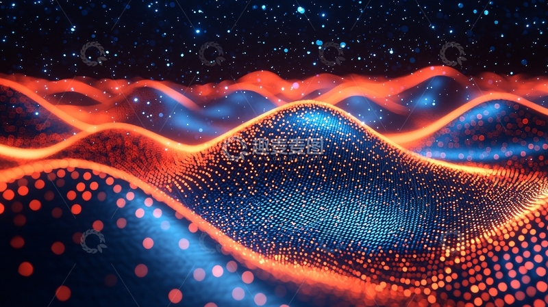 高清大图下载【趣麦麦图】科幻波浪星空点阵光效