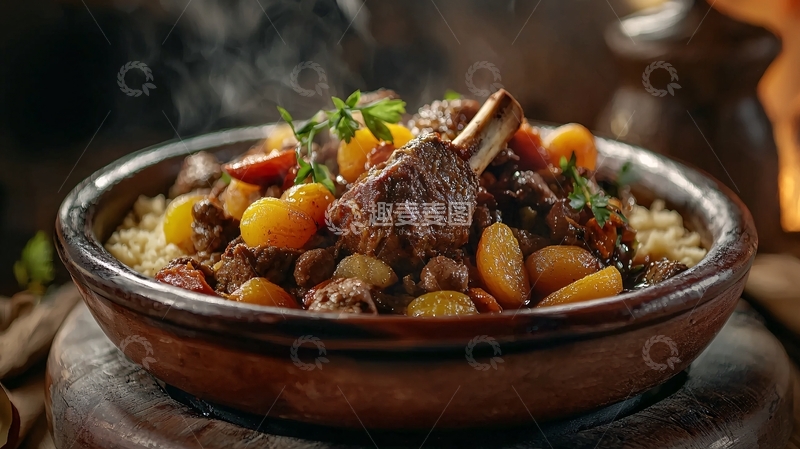 高清大图下载【趣麦麦图】香气四溢的炖肉配库斯库斯