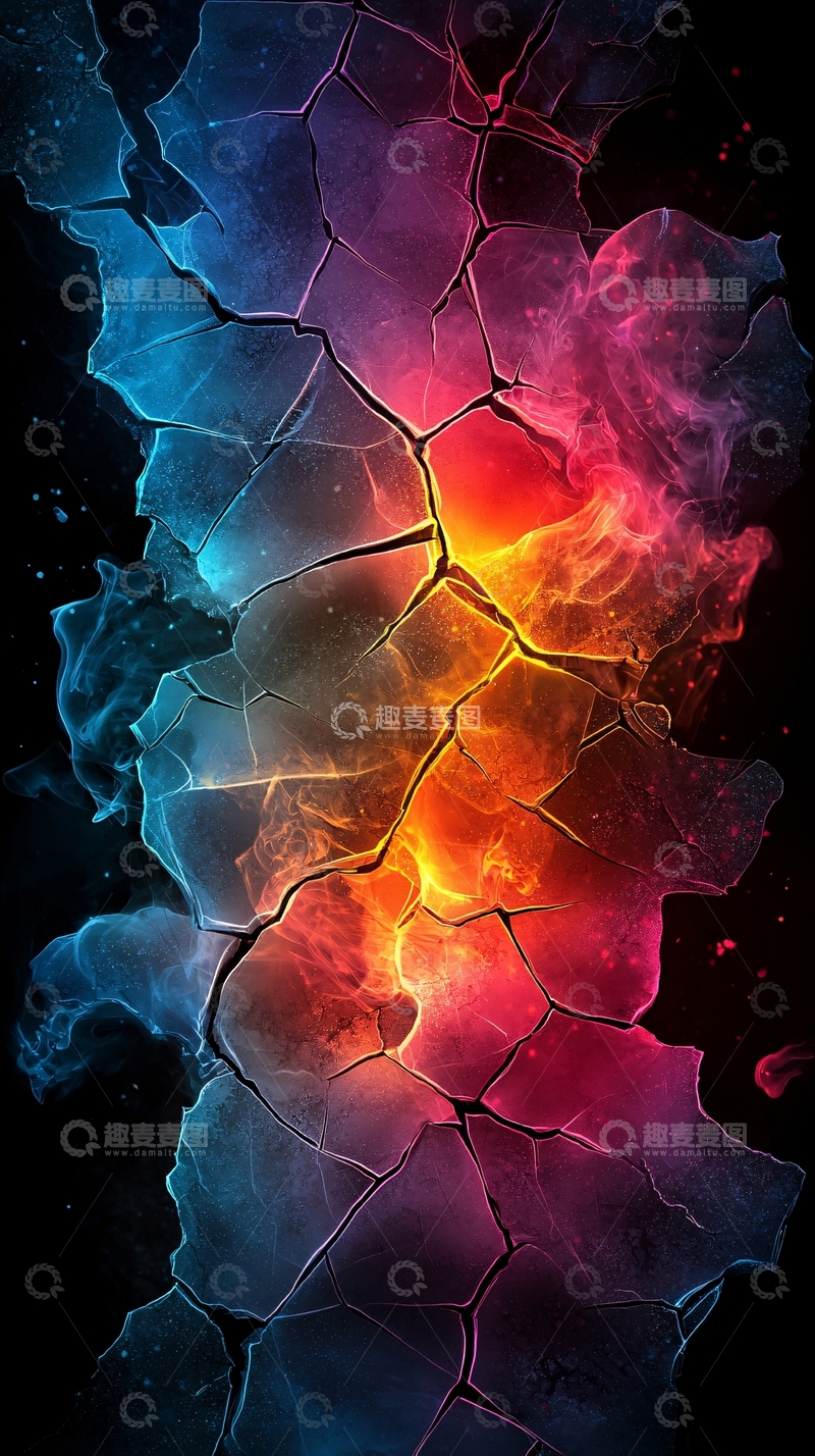 高清大图下载【趣麦麦图】蓝色火焰交织