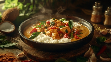 泰式绿咖喱鸡肉饭