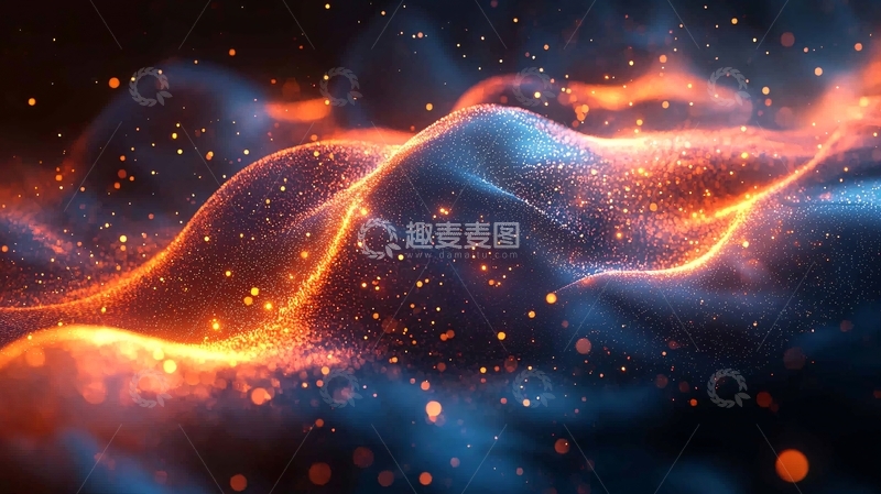 高清大图下载【趣麦麦图】火焰蓝色交织的粒子流
