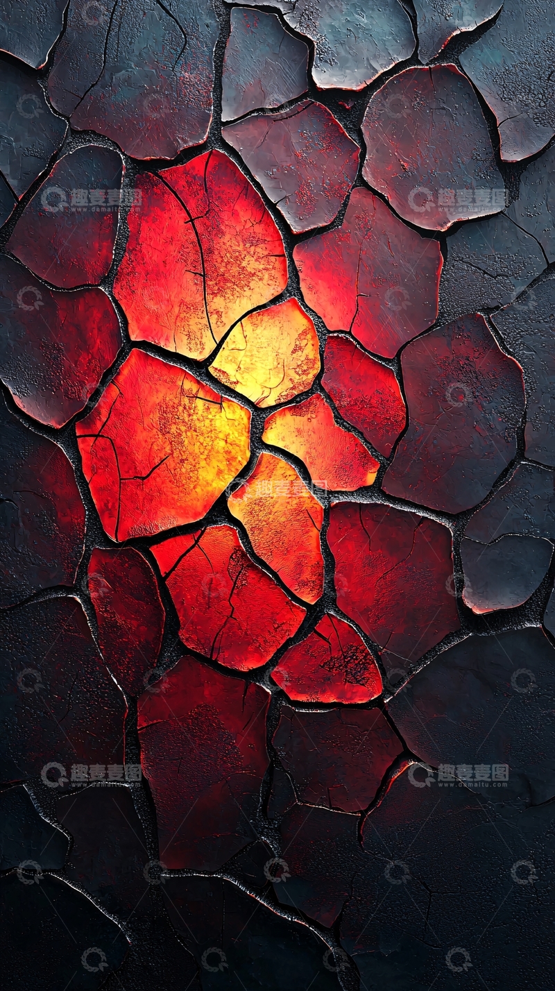 高清大图下载【趣麦麦图】炽热岩浆流动的岩石
