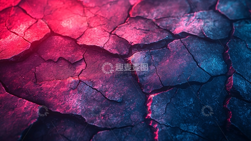 高清大图下载【趣麦麦图】红色蓝色岩石裂缝纹理背景