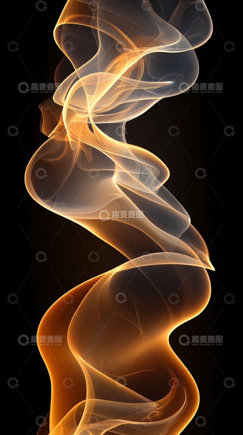 高清大图下载【趣麦麦图】金色烟雾在黑色背景上盘旋