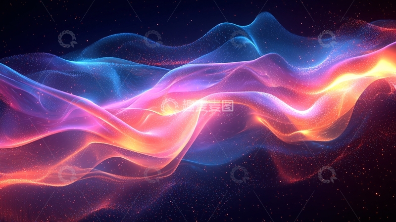 高清大图下载【趣麦麦图】彩色光线交织的抽象波浪