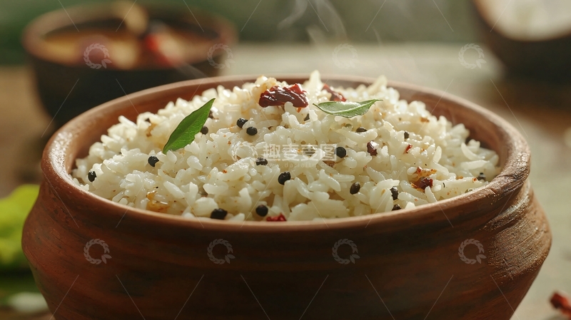 高清大图下载【趣麦麦图】热气腾腾的椰香米饭