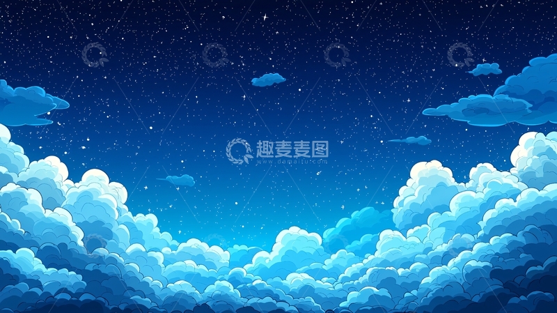 高清大图下载【趣麦麦图】蓝天白云星空像素画