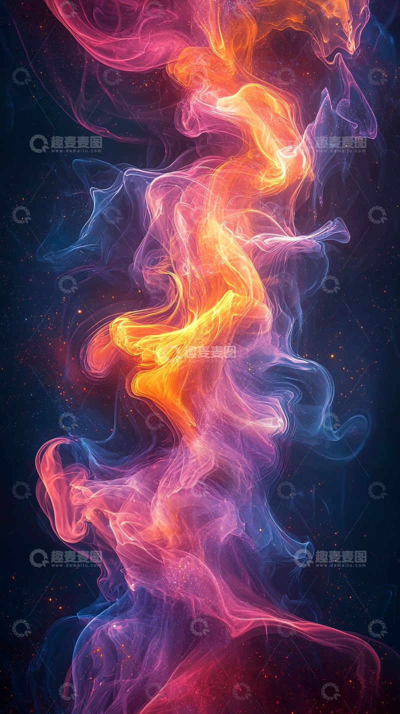 高清大图下载【趣麦麦图】彩色烟雾流体抽象艺术