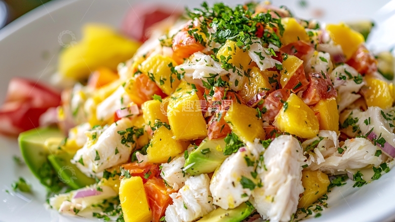 高清大图下载【趣麦麦图】芒果蟹肉沙拉