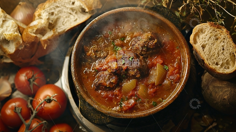 高清大图下载【趣麦麦图】热气腾腾的牛肉炖菜