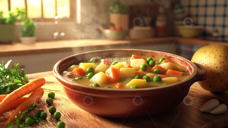 高清大图下载【趣麦麦图】热气腾腾的蔬菜炖菜