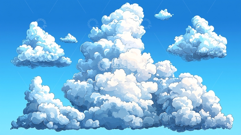 高清大图下载【趣麦麦图】动漫风格的蓝天白云