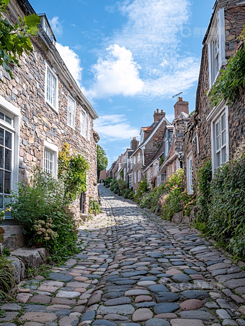 高清大图下载【趣麦麦图】石头路小镇风光