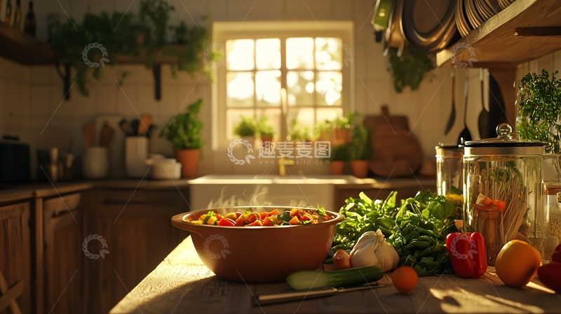 高清大图下载【趣麦麦图】阳光厨房