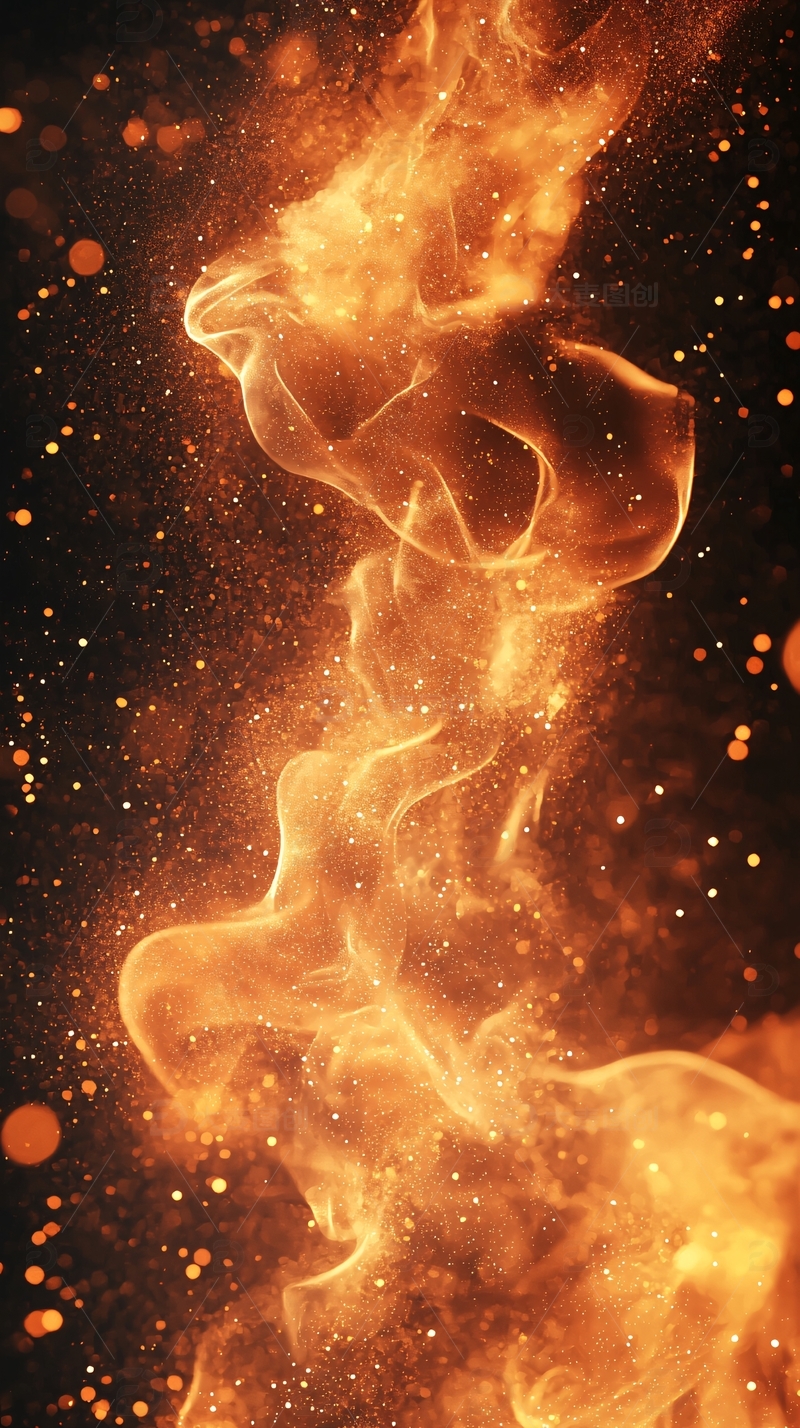 炽热火焰飞舞的抽象画面