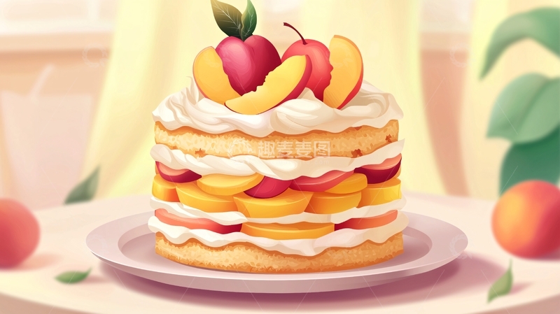 高清大图下载【趣麦麦图】桃子蛋糕