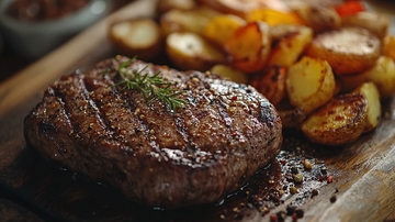 烤牛排配烤土豆