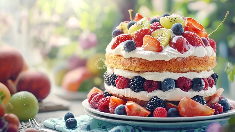 高清大图下载【趣麦麦图】鲜奶油水果蛋糕