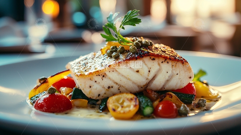 高清大图下载【趣麦麦图】煎鱼柳配蔬菜