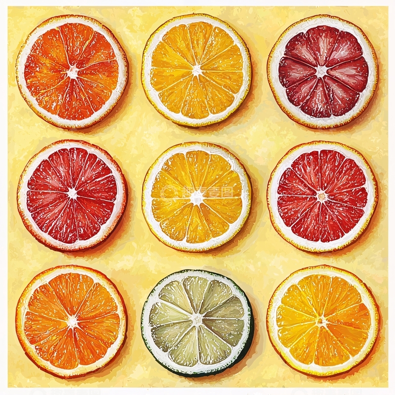 高清大图下载【趣麦麦图】九宫格水果切片特写