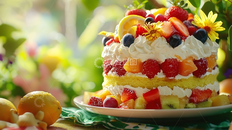 高清大图下载【趣麦麦图】鲜奶油水果蛋糕