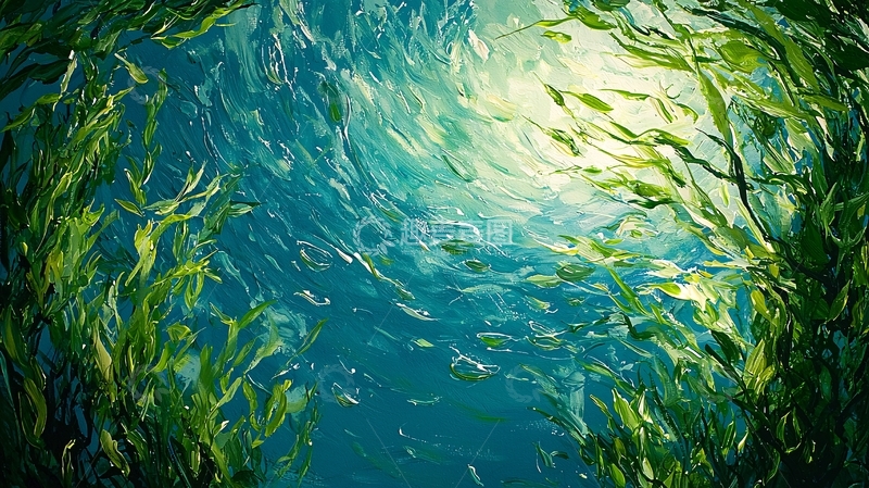 高清大图下载【趣麦麦图】海洋深处阳光透过海藻