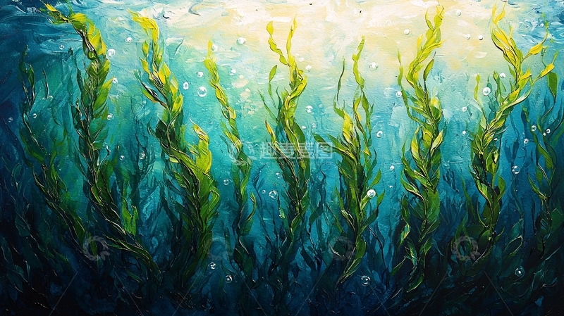 高清大图下载【趣麦麦图】水下植物阳光洒下的场景