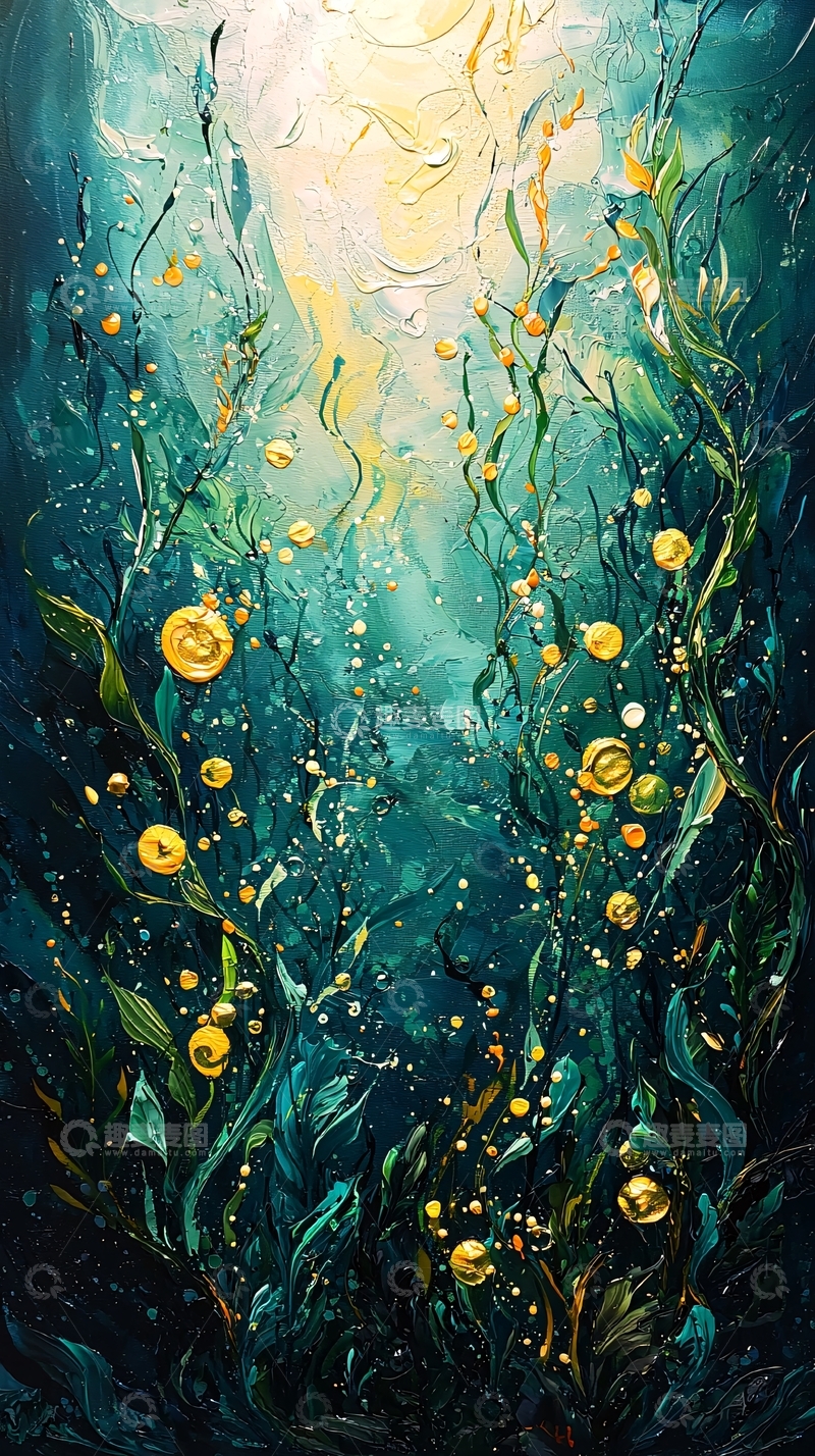 高清大图下载【趣麦麦图】深海油画光线穿透水面