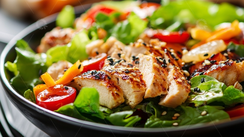 高清大图下载【趣麦麦图】美味鸡肉蔬菜沙拉