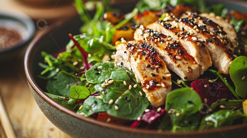高清大图下载【趣麦麦图】烤鸡胸沙拉