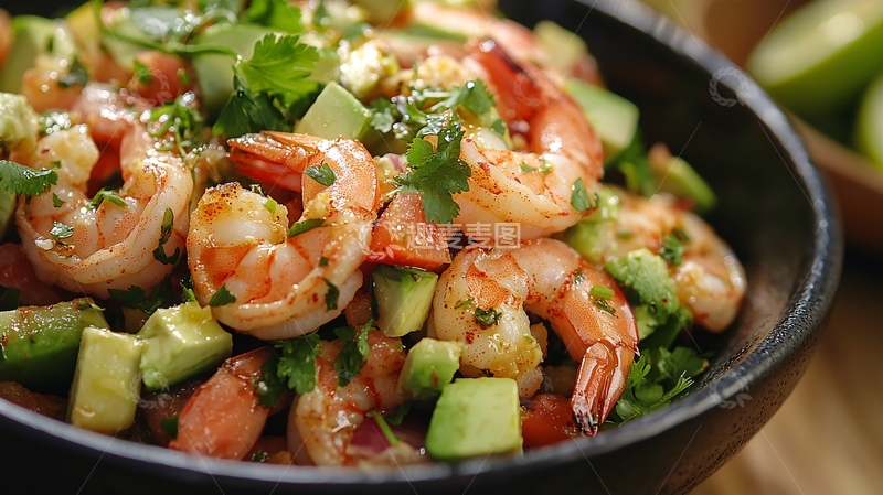 高清大图下载【趣麦麦图】虾仁牛油果沙拉