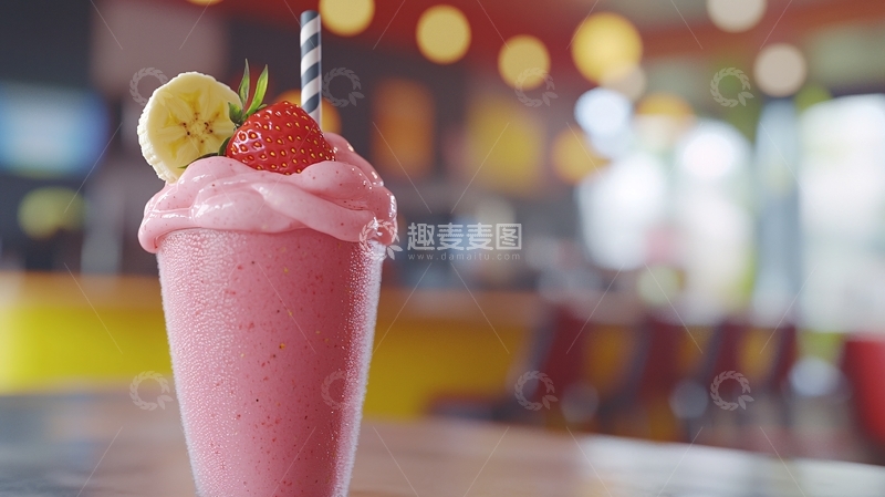 高清大图下载【趣麦麦图】草莓香蕉奶昔