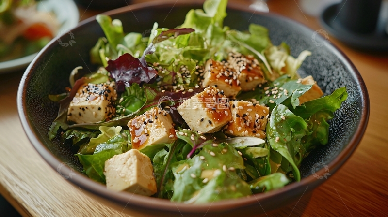 高清大图下载【趣麦麦图】煎豆腐沙拉