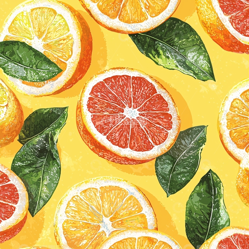 高清大图下载【趣麦麦图】鲜亮水果切片与绿叶