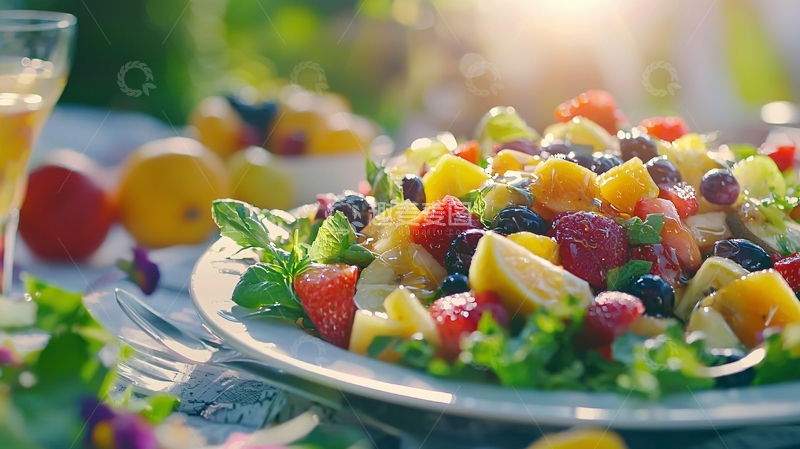 高清大图下载【趣麦麦图】阳光下盛放的水果沙拉