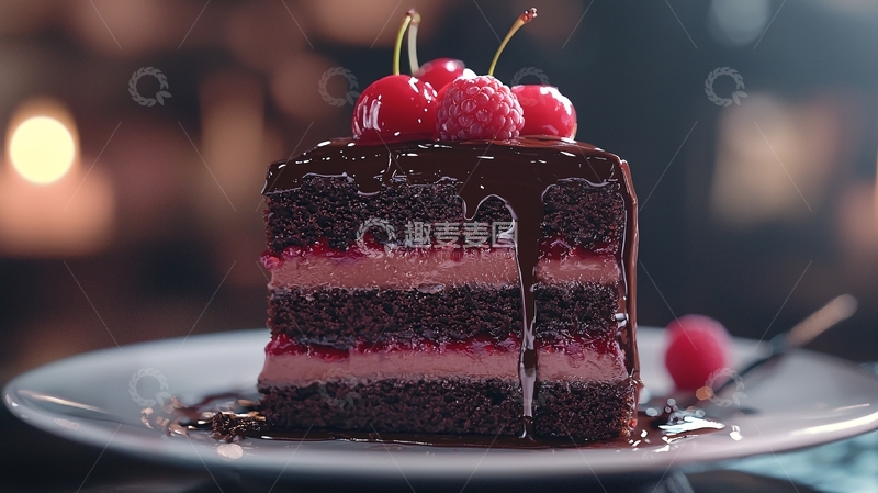 高清大图下载【趣麦麦图】巧克力樱桃蛋糕