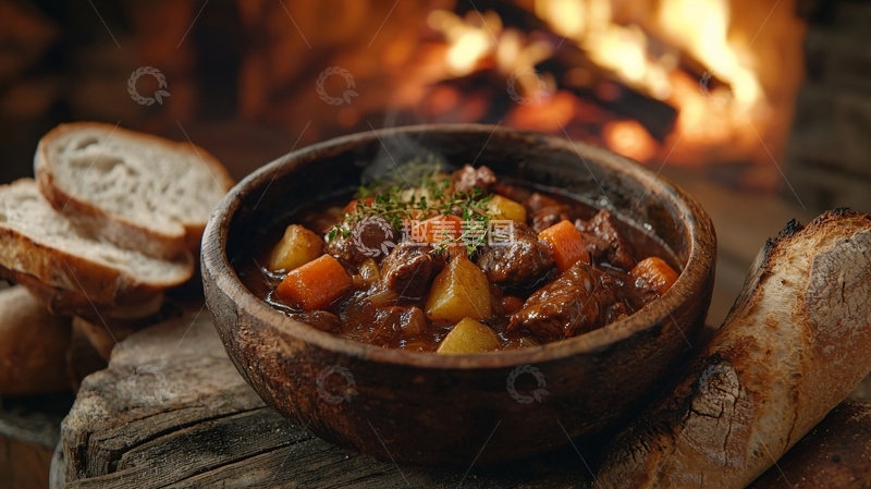 高清大图下载【趣麦麦图】篝火旁的牛肉炖菜