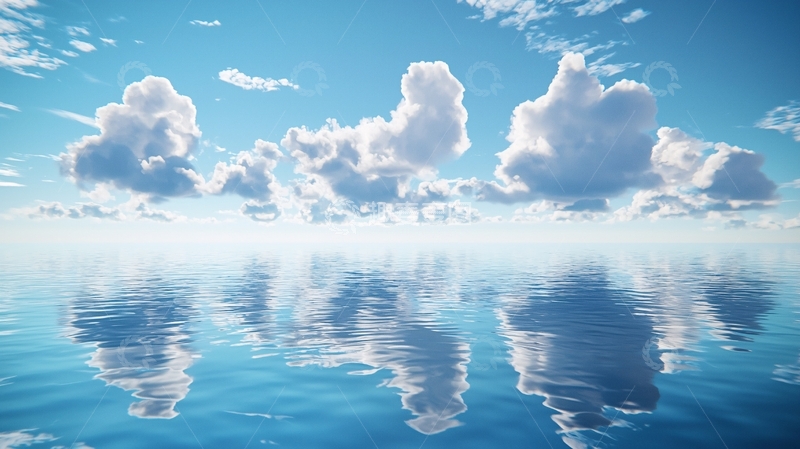 高清大图下载【趣麦麦图】晴空万里水面如镜
