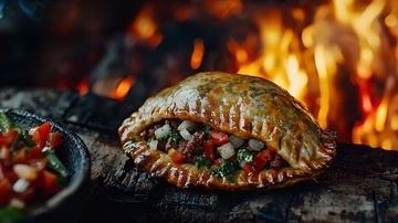 篝火旁的烤馅饼