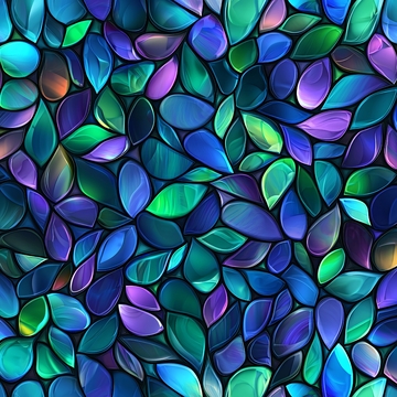 彩色玻璃风格叶片图案