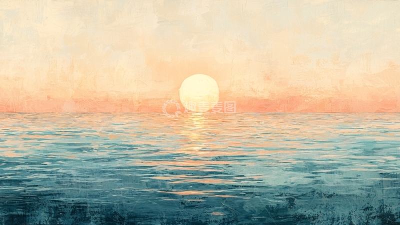 高清大图下载【趣麦麦图】平静海面上的日出