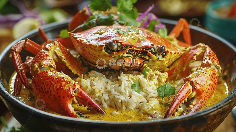 高清大图下载【趣麦麦图】咖喱蟹饭