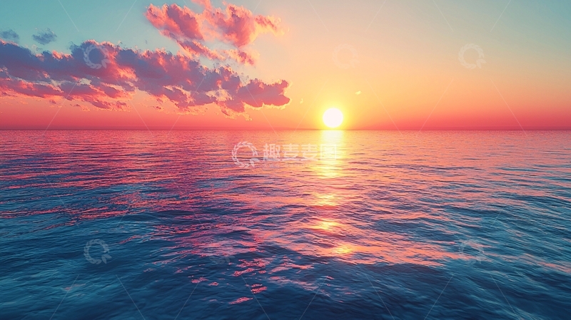 高清大图下载【趣麦麦图】海面日出美景