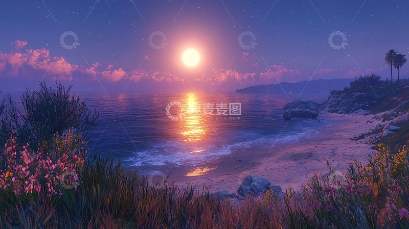 高清大图下载【趣麦麦图】海边日落