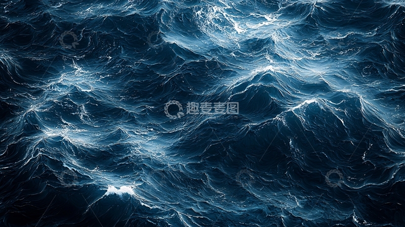 高清大图下载【趣麦麦图】波涛汹涌的深蓝色海面