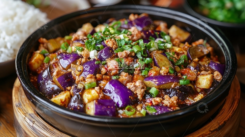高清大图下载【趣麦麦图】香辣肉末茄子