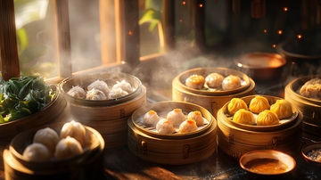 蒸笼里的各种点心